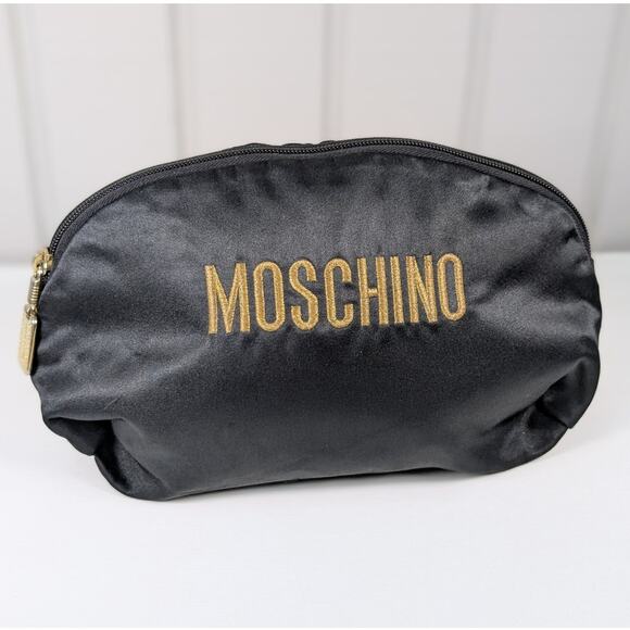 Authentic 90s Vintage Moschino Redwall 40970 Black and Gold Zip Pouch Bag *READ - Picture 3 of 15
